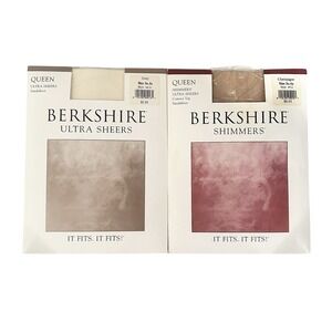 Berkshire Queen Ultra Sheers Control Top Sandalfoot 3x-4x Ivory Champagne Lot/2